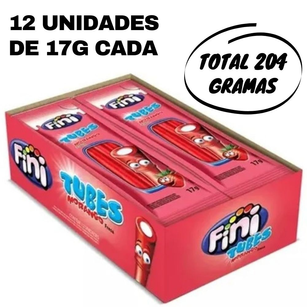 Bala de gelatina FINI Tubes Morango com 12 UNIDADES DE 17G Cada - FINI ...