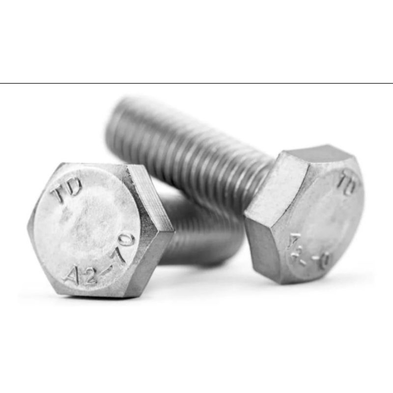 Parafuso Sextavado Inox A2/304 Milímetros M6 - Kit C/ 50 - 100 Unidades