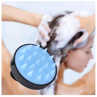 Escova Anti Caspa Para Limpeza Do Couro Cabeludo Escova Massageadora Cor Preto/Azul