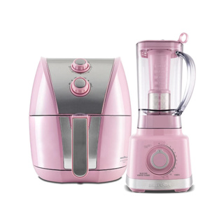 Kit Cozinha Britânia Rosa Air Fryer + Liquidificador Rosa