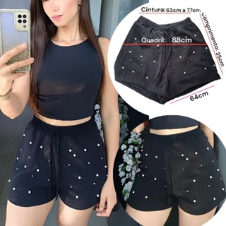 Short Feminino Tecido Duna com Elástico