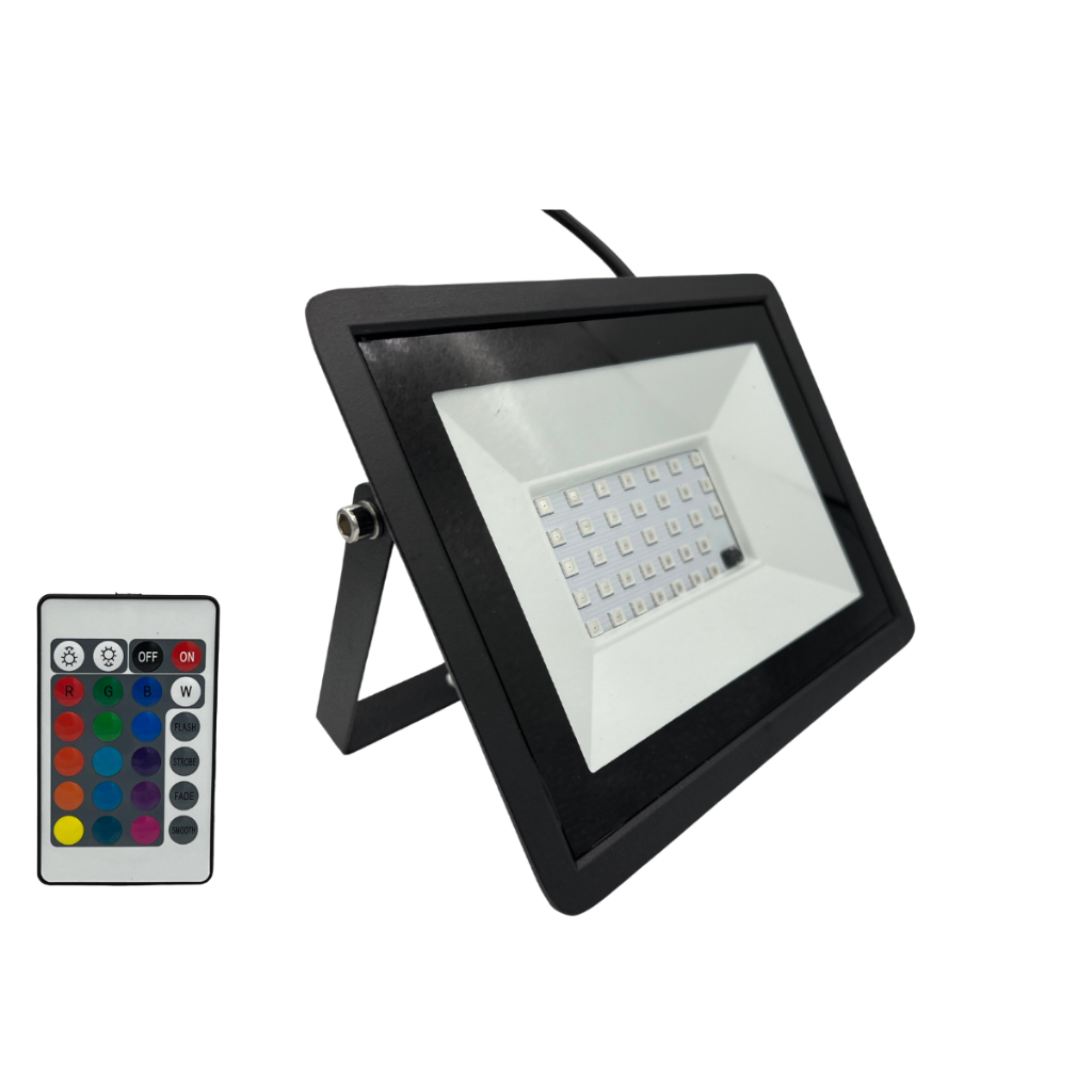 Refletor Led 200W Holofote Rgb C/ Controle Bivolt Prova D'água Ip67
