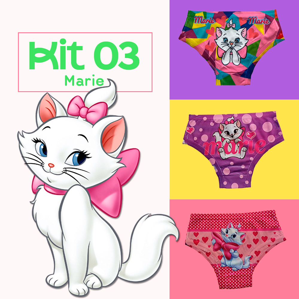 Kit Calcinhas Infantil Sublimada Calcinha Marie Microfibra Shopee