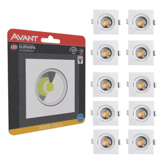 Kit 15 Spot Led 5w Luminária De Teto Embutir Quadrado 3000k/6500k Luz Amarela e Branca AVANT