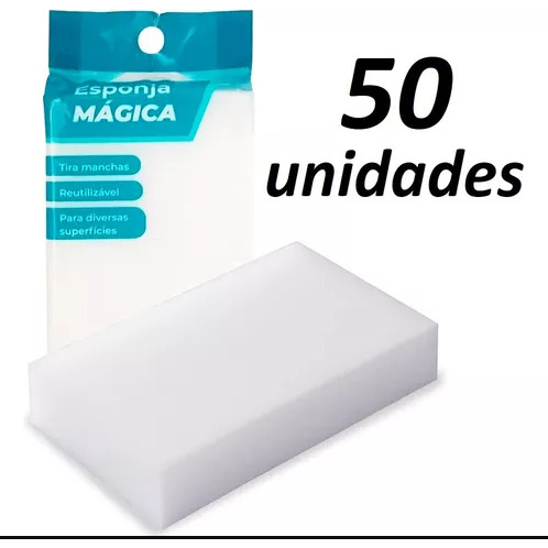 Kit 50 Esponja Mágica Bucha Melamina Tira Mancha Original Desengordura Limpeza
