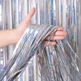 Cortina Metalizada Franja Metálica 2x1m Para Decoração De Festa Cores Holografico