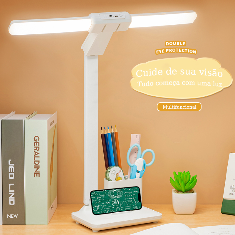 Luminaria De Mesa Recarregável Abajur Luminária Estudo Articulável Led ...