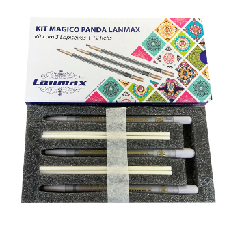 Kit Giz Mágico Panda Lanmax 3 Lapiseiras e 12 Refis | Shopee Brasil