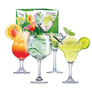 KIt drink 4 Taças - 1 Martini + 1 Coquetel + 1 Marguerita + 1 Taça Gin