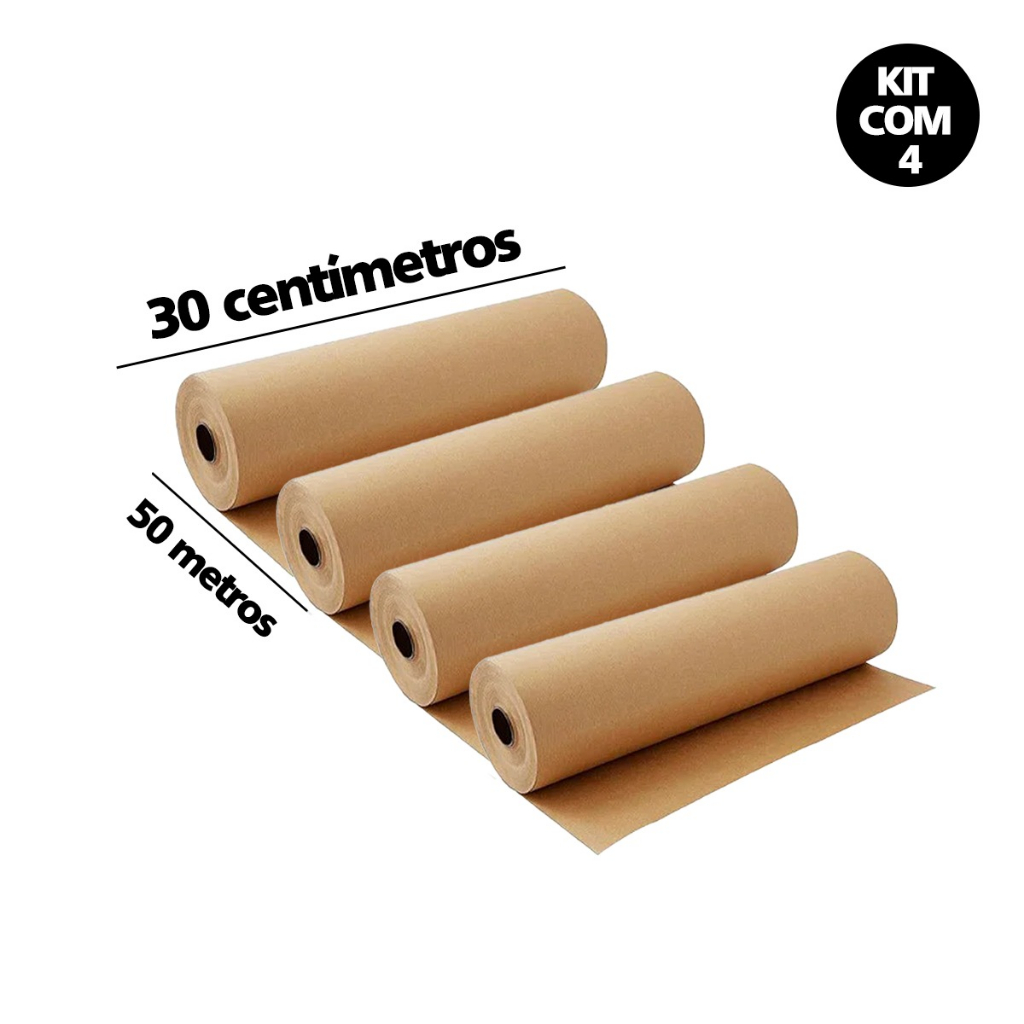 Papel Kraft 80g Com 90cm De Largura x 50 Metros Monolúcido