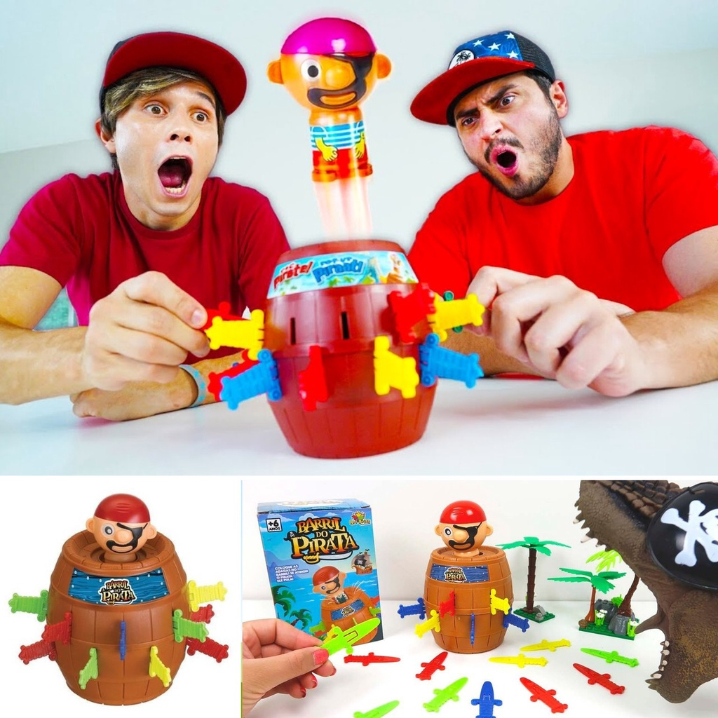 Kit Jogo Barril Pula Pirata Infantil + Brinquedo Papa Sapo Sapinhos  Comilões Para Criança Jogos de Tabuleiro e Pegadinha