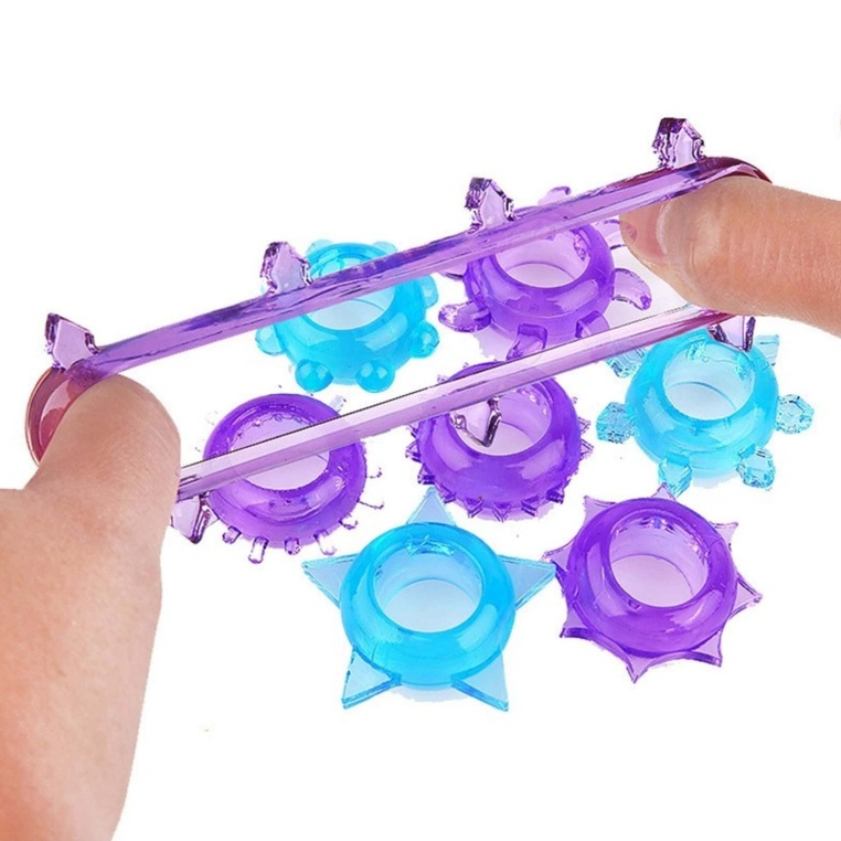Anel Peniano Masculino Retardar Ejaculação com Textura em Silicone - Cores Sortidas