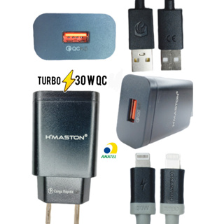 Carregador para Iphone 30W QC 6A USB Lightning iOS Fonte com Cabo Compatível com Apple Iphone 14 Pro MAX 13 12 11 X Xr SE Carregamento Turbo