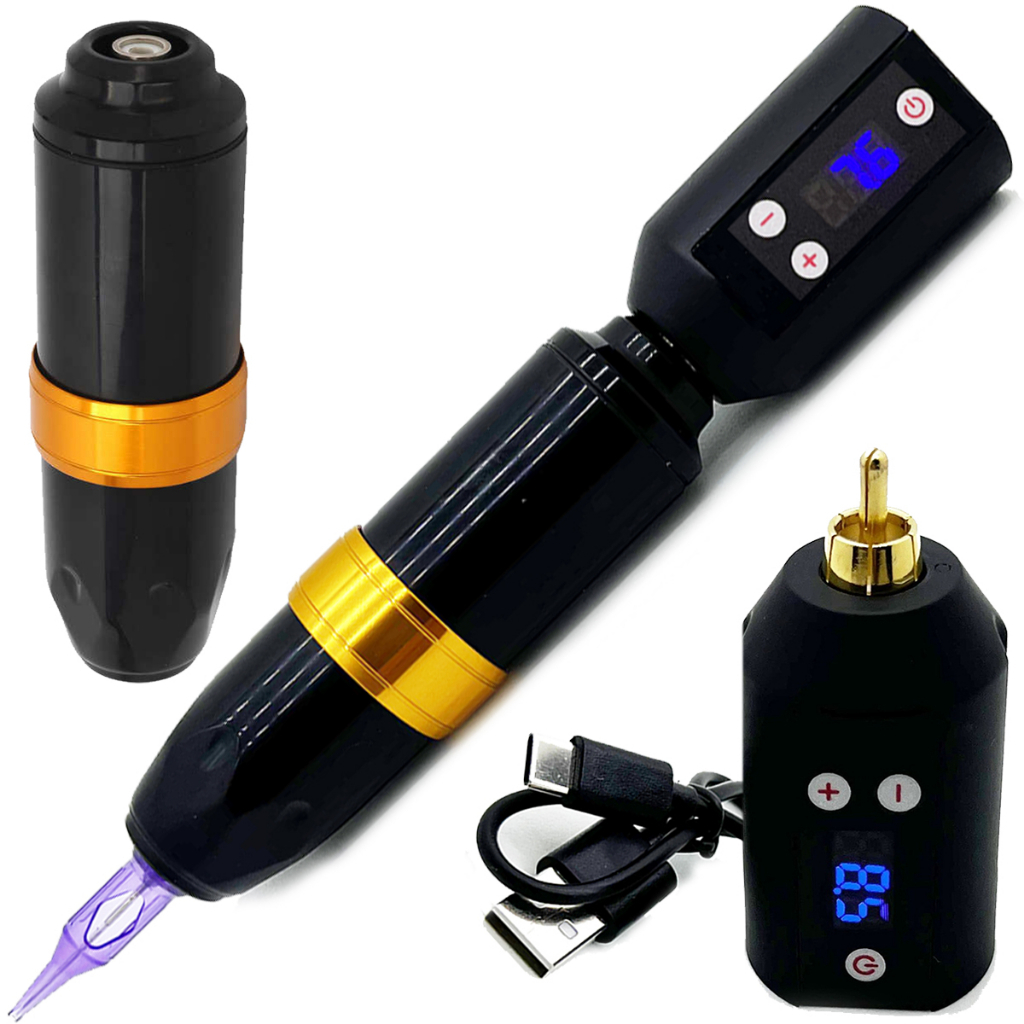 Kit Maquina de Tatuagem Pen + Fonte Sem Fio