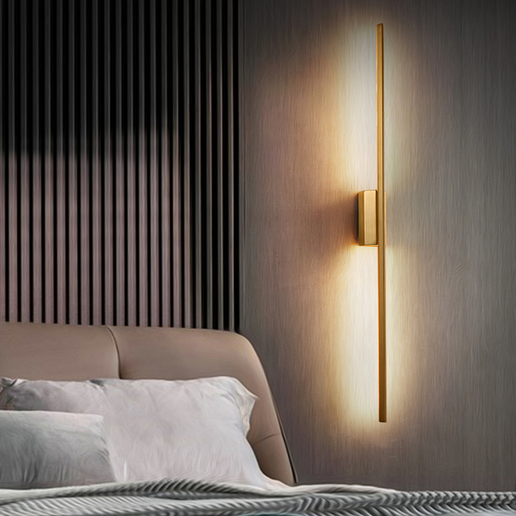 Arandela Parede Linear Moderna Dourada 1m 10W 3.000K BIV