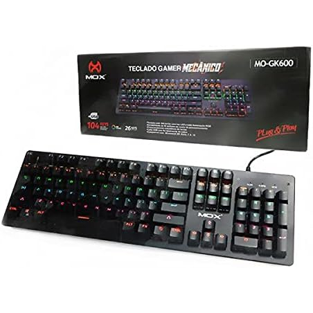Teclado Gamer Usb Mecanico MOX MO-GK600 (Função RGB LED)