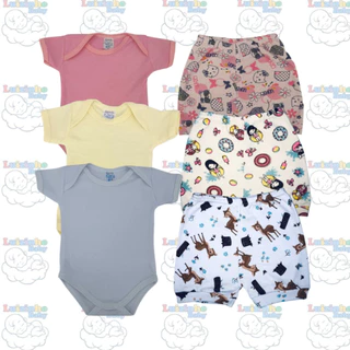 kit bebe 6pecas shorts e body verão