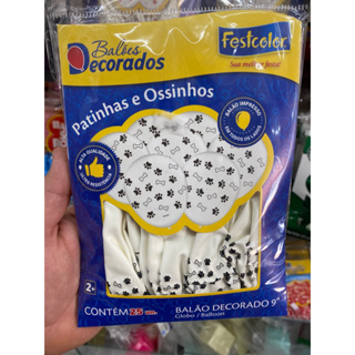 Balão Patinhas/ossinhos 25un Festcolor