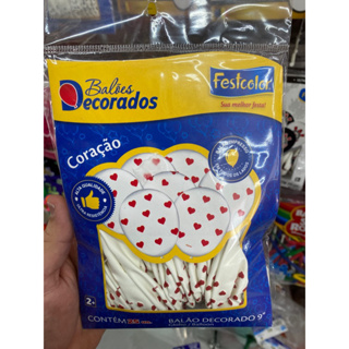 Balão decorado Coração 25un Festcolor