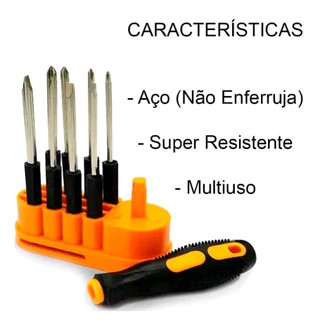 Jogo de Chave Chaves Fenda Phillips 9 Peças Sendo 8 chaves E O Cabo Emborrachado Estojo Multiuso Universal Startools em Oferta na Shopee