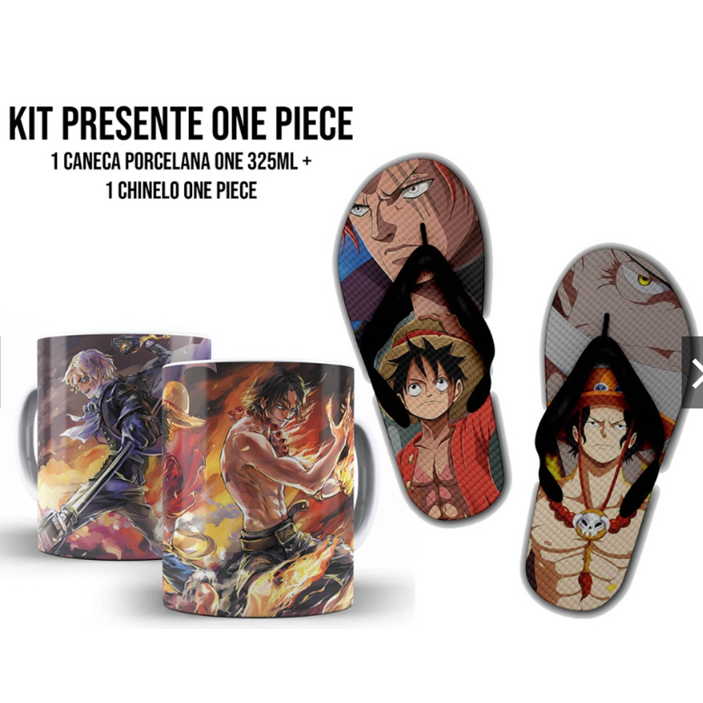Kit Presente One Piece Caneca E Chinelo Zoro Luffy Ace 325ml | Shopee ...