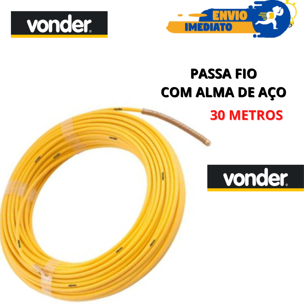 Guia Passa Fio Sonda Pvc Alma De Aço Profissional 30m Vonder