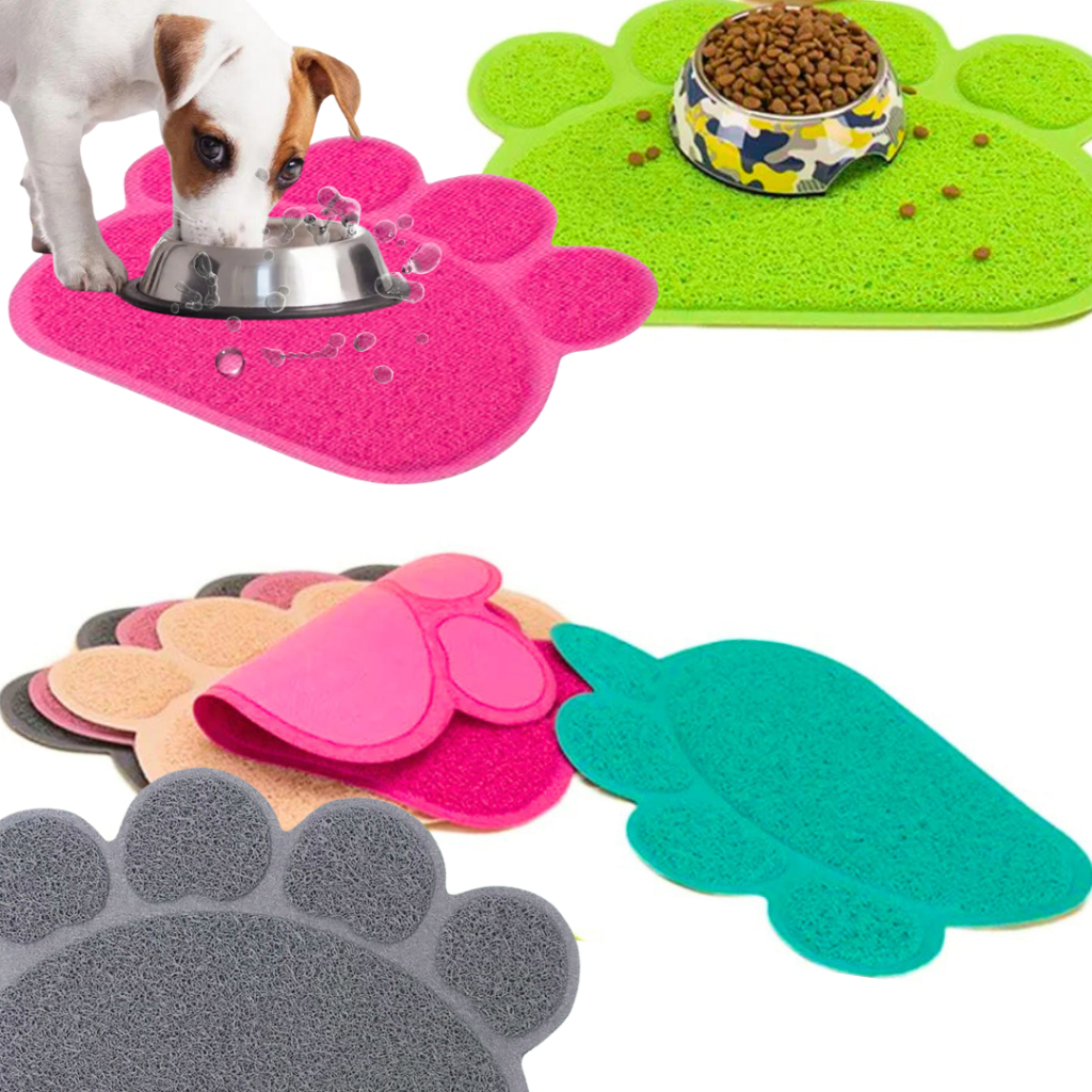 Tapete Patinha Caes Apoio bebedouro Comedouro Ração Agua Banheiro Gatos pet jogo americano pet