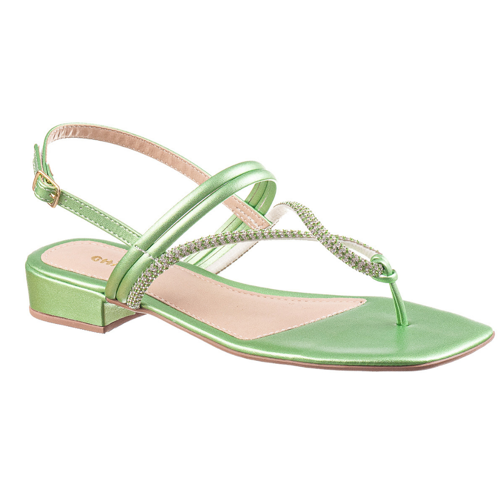 Sandália de Dedo Feminina Brilho Salto Baixo Confort Chyrrô | Shopee Brasil