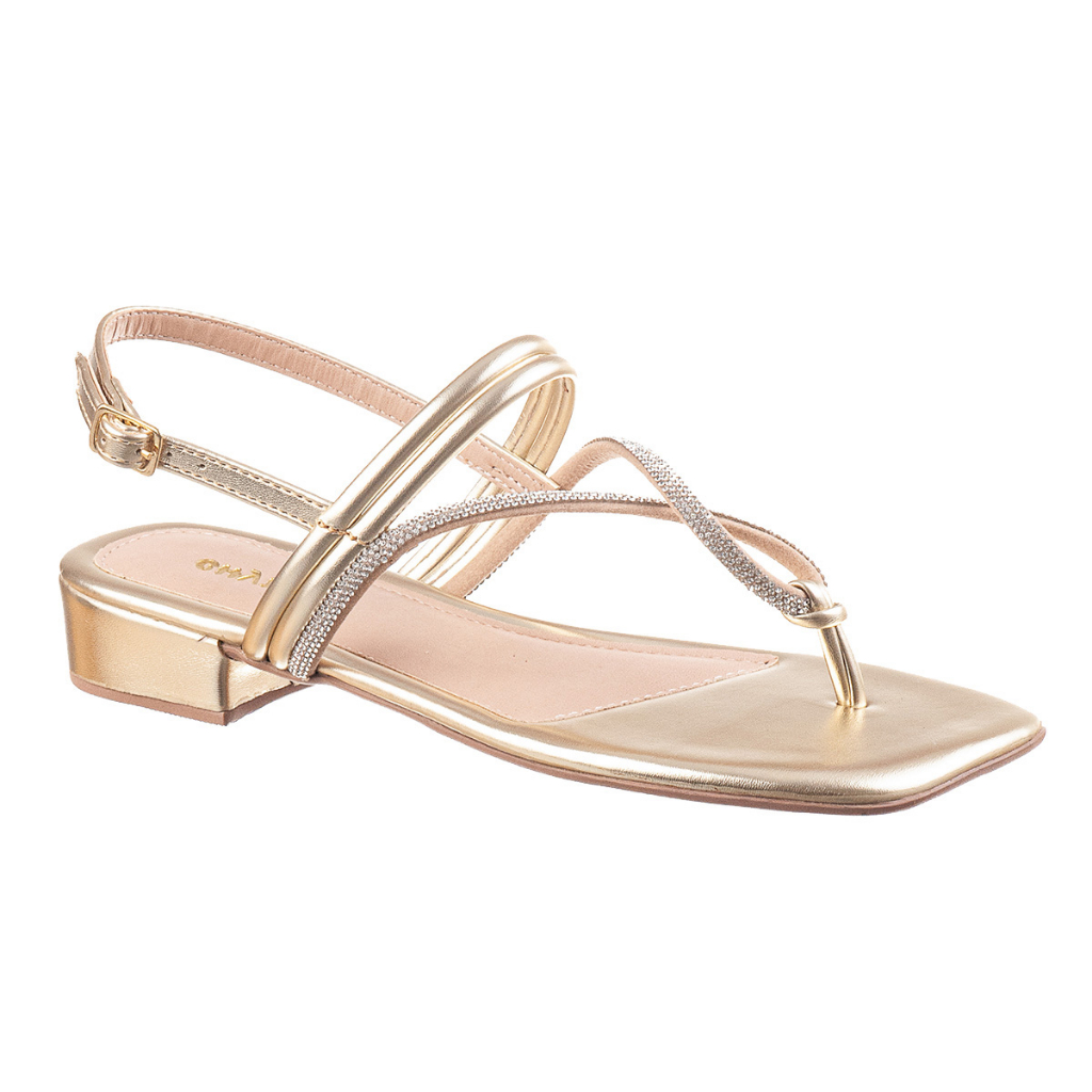 Sandália de Dedo Feminina Brilho Salto Baixo Confort Chyrrô | Shopee Brasil