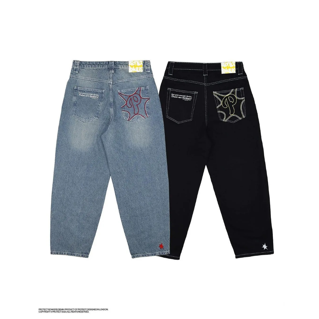 Jeans Masculino Y2K Streetwear Jeans Harajuku Hip Hop Calça Preta
