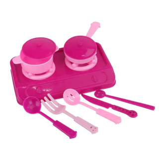 Brinquedo Kit Cozinha Infantil de Plástico 10 Peças Divertida Rosa