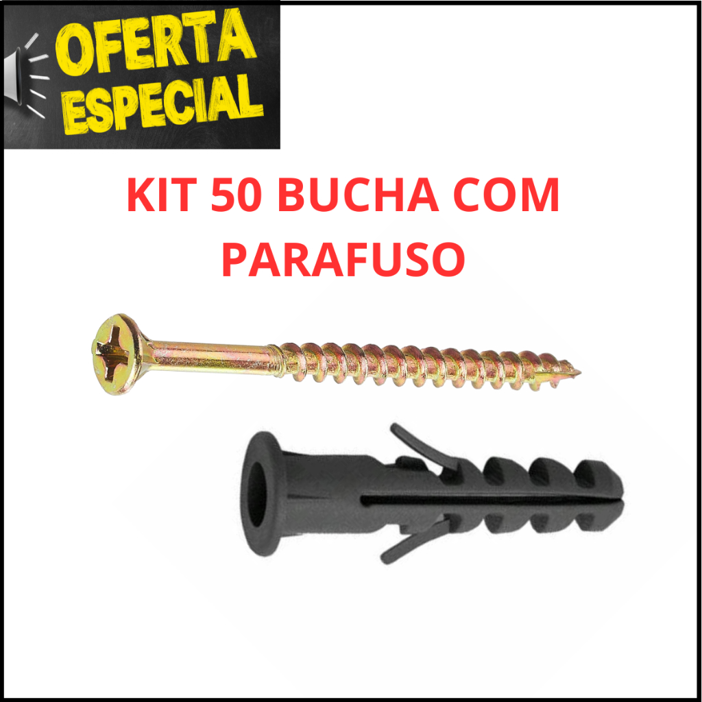 KIT 50 BUCHA COM PARAFUSO PHILIPS 6MM 8MM 10MM