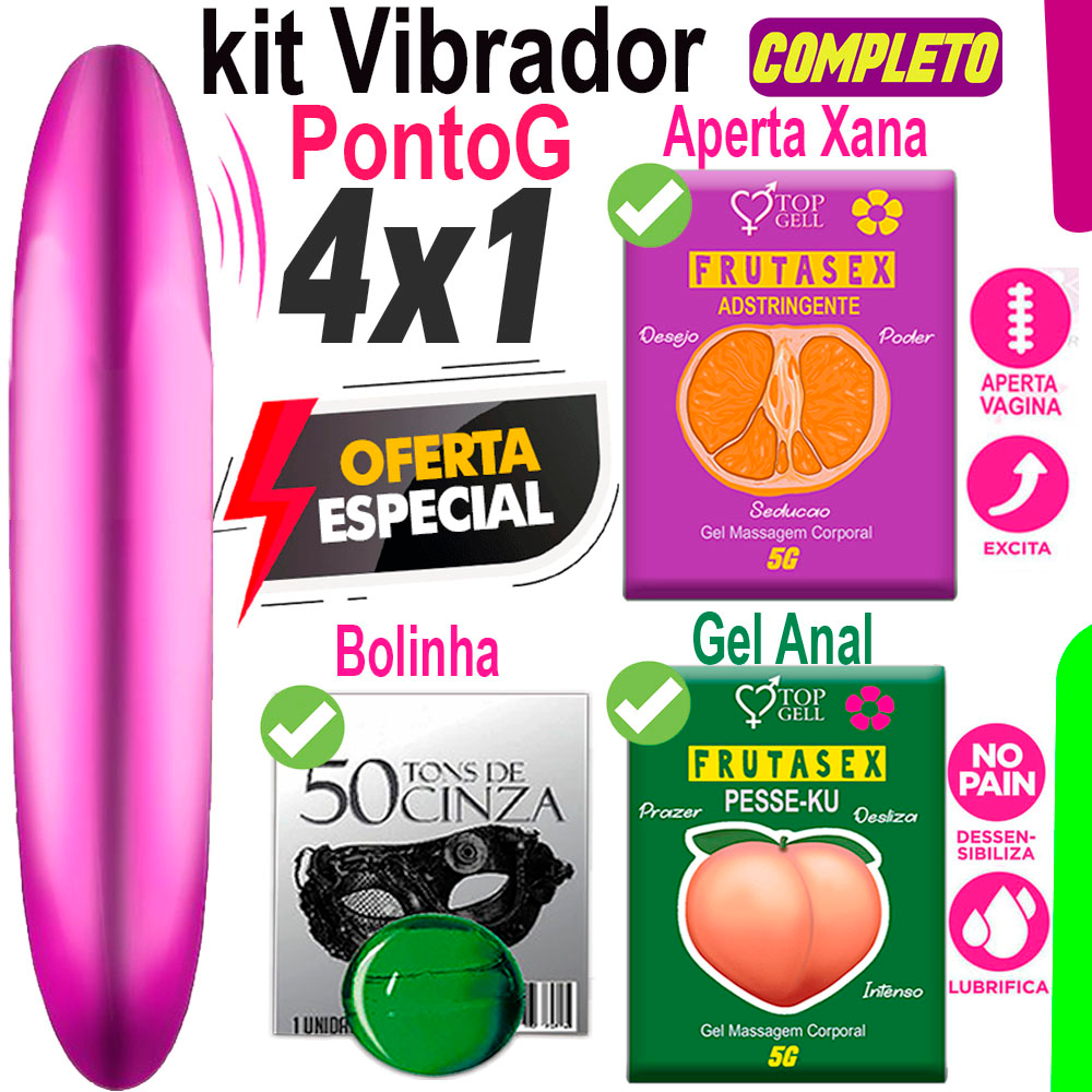 Vibrador Feminino kit sex shop 4x1 c/ Greme Vaginal (Aperta Ela) e Sexy  shop Gel intimo Lubrificante Anal produtos eróticos Bolinha