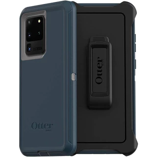 OtterBox Capa sem tela da série Defender para Galaxy S20 Ultra/5G - GONE FISHIN Blue com suporte e clipe de cinto