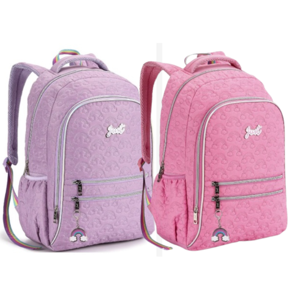 Mochila de Costas Escolar Casual Com Chaveiro Mini Bag Rosa Pink