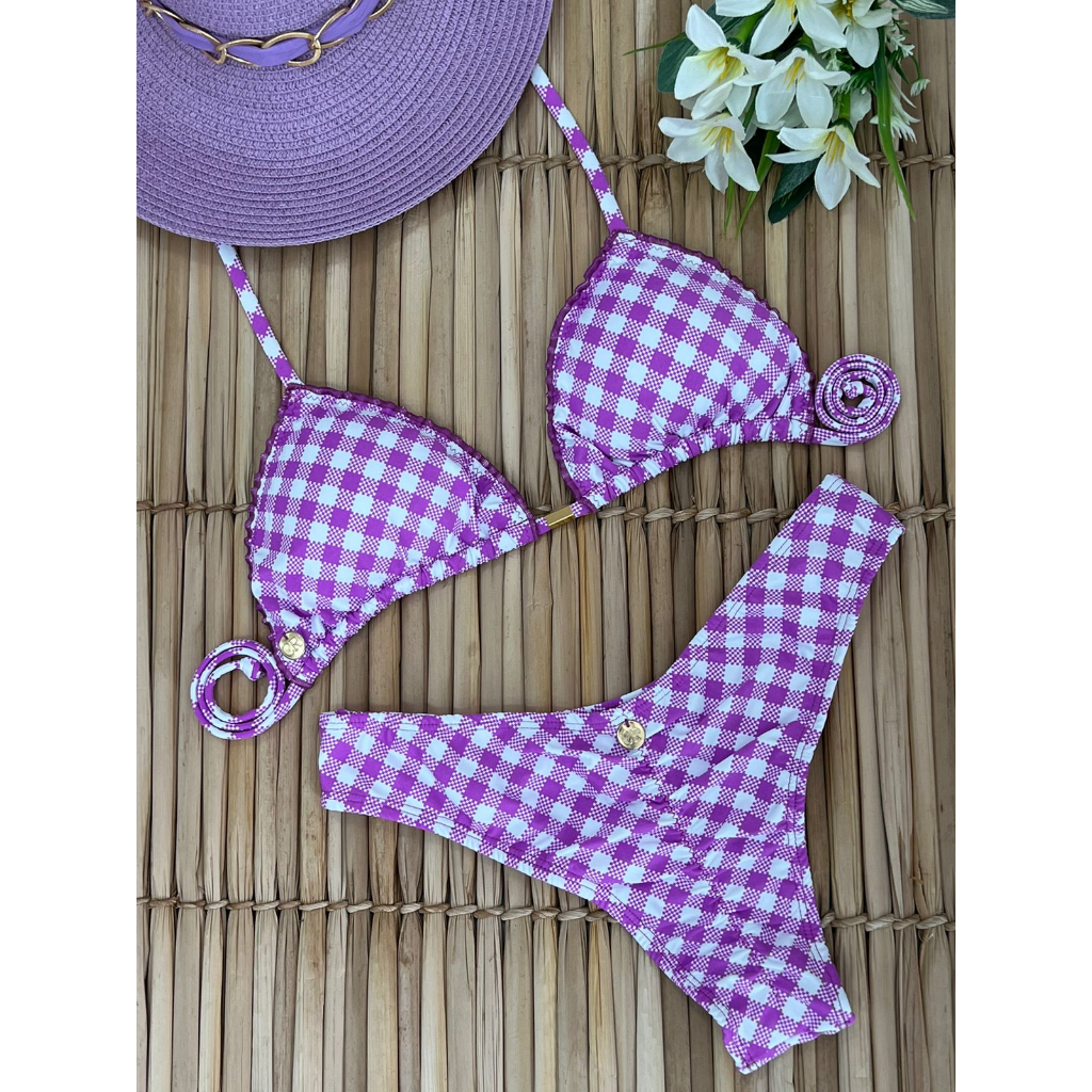 Biquíni adulto cortininha com bojo e calcinha ripple