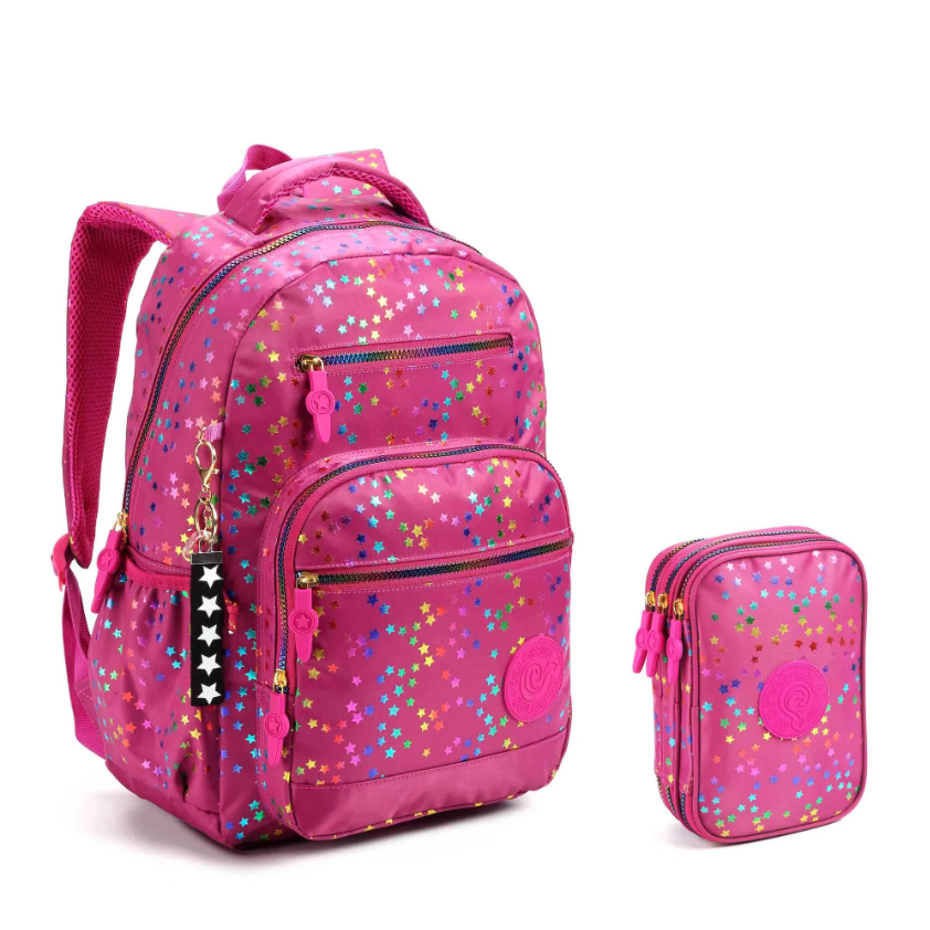 KIT ESCOLAR FEMINNO ESTRELAS ROSA COSTAS - SEANITE - Seanite