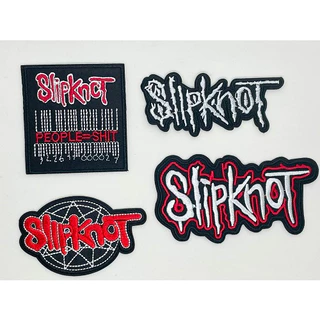 Kit com 4 Patchs Bordados Slipknot Termo Adesivos Rock Metal da Banda Heavy