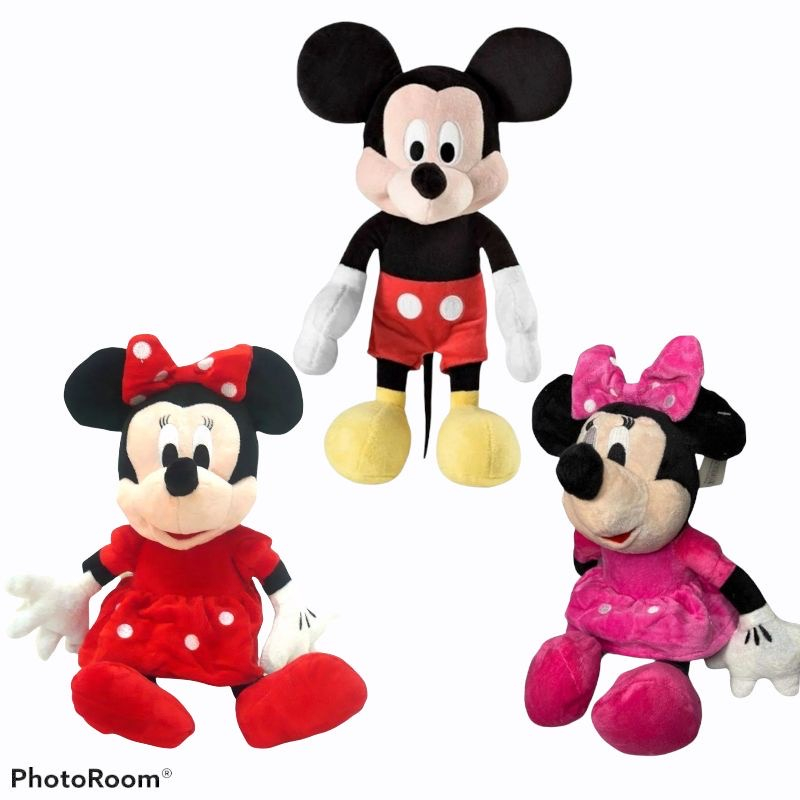 boneca pelucia mickey minnie mucical 23 a 28 cm