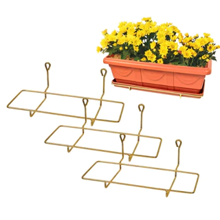 3 Suporte Jardineira Para Vaso de Parede 35 Dourado Pendurar Plantas Pendentes Jardim Vertical Floreira De Metal Ferro