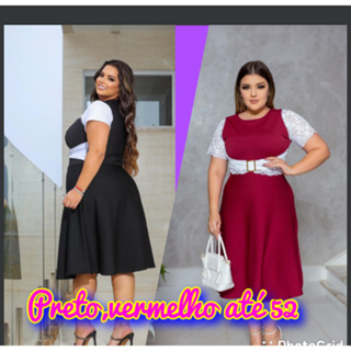 VESTIDO VERMELHO MODA EVANGÉLICA PLUS SIZE SOCIAL COM RENDA RODADO GODÊ