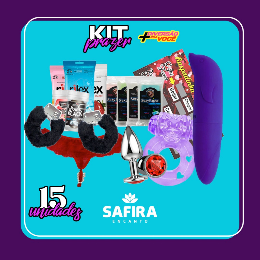 Kit Namorados Sex Shop Com 18 Produtos Vibrador Algema Calcinha  