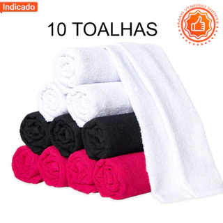Kit Com 10 Toalhas de Rosto para Salão e Barbearia Grossa 45cm x 70cm