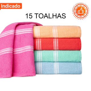 Kit 15 Toalhas de Banho Madri Popular Simples Ótima Absorção