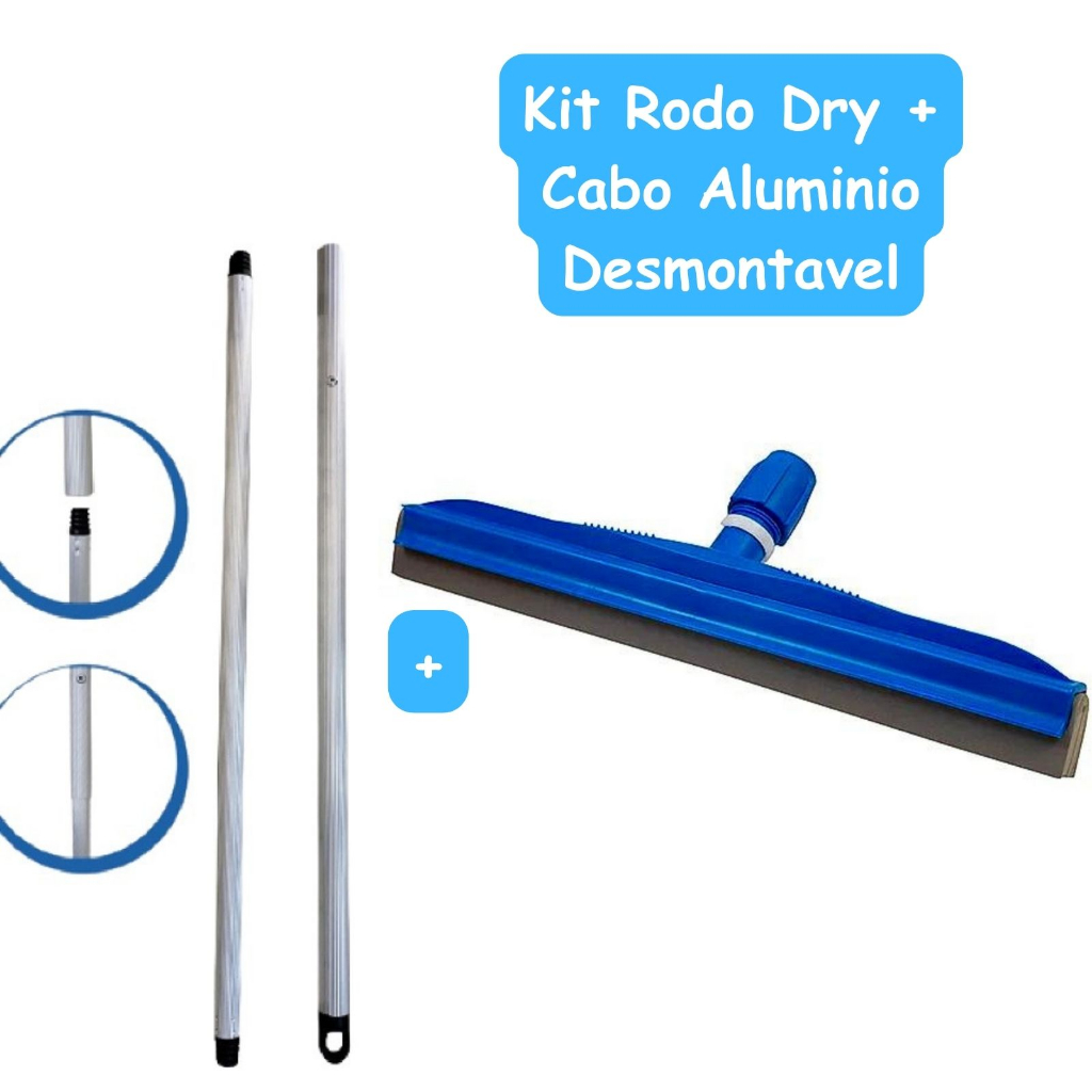 Rodo Duplo Plastico Dry Encaixe Euro Varias Medidas + Cabo Aluminio ...