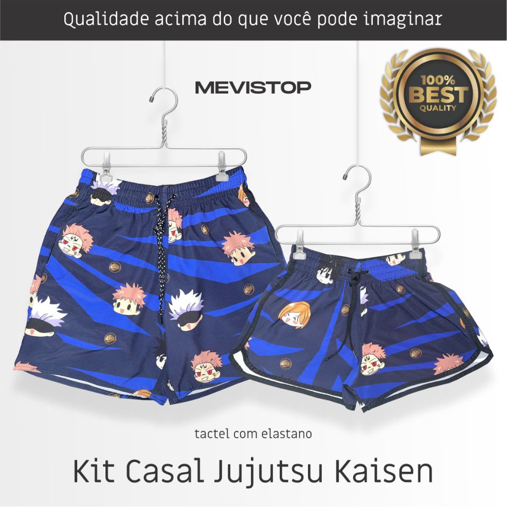 Kit Short Casal Anime Jujutsu Kaisen Conjunto Combinando