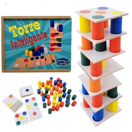Jogo Torre Inteligente Madeira Montessori Estratégico Brinquedo Educativo  Menino Menina Equilíbrio 3 Anos na Americanas Empresas