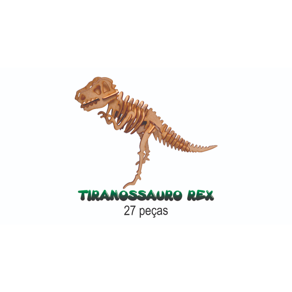 Aplique de Parede T-Rex Game - Jogo Dinossauro Chrome em Madeira