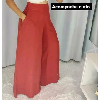 Calça Pantalona Viscolinho Moda Femina
