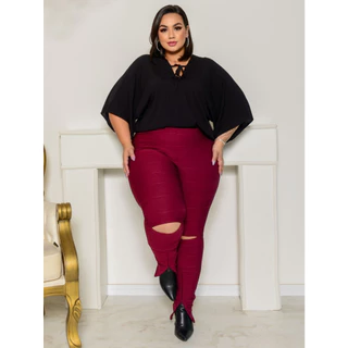 Calça Preta Bandagem Skinny Plus Size Tamanho Especial ate 58